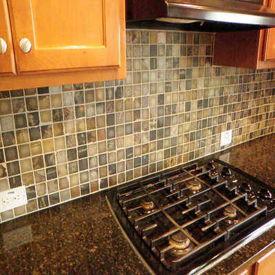 Slate tile backsplash from a Canton GA kitchen remodel.