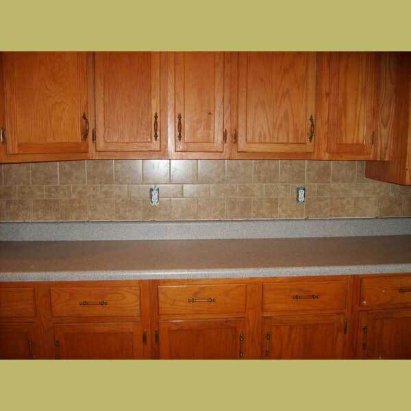 Kitchen backsplash in copper slate tile from a Dahlonega GA kitchen remodeling project.